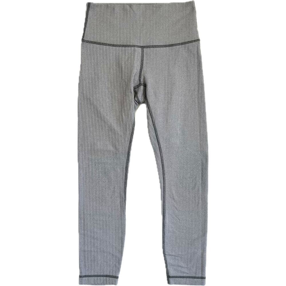 LULULEMON Gray White Chevron Pattern Leggings Women's Size 4